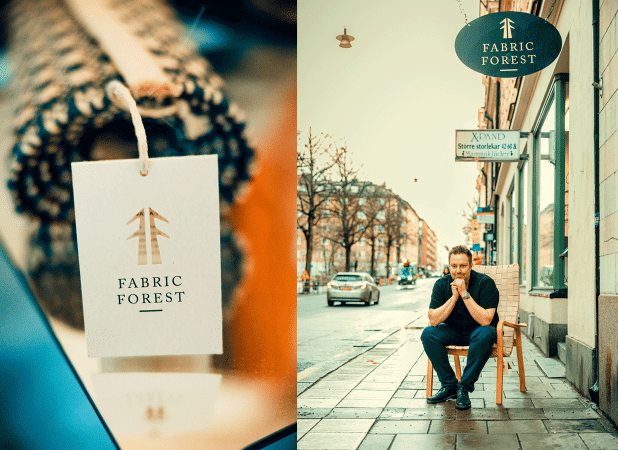 Fabric Forest matta och bild på Fredrik Svenberg ©Johanna Fond En matta från Fabric Forest och bild på Fredrik Svenberg, production manager på Fabric Forest ©Johanna Fond