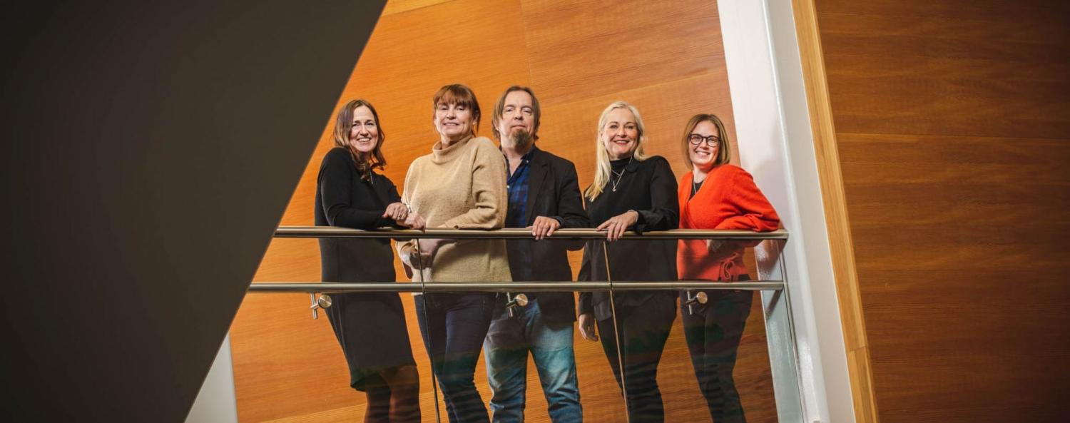 Campus Piteå Från vänster Karin Gebing och Charlotte Sundman från Vuxenutbildningen, Håkan Martinsson och Karin Omsén från Yrgo och Greta Wimander från Campus Piteå.