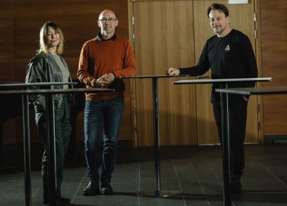 Ulrika Lind, Henrik Bucht och Roger Norén på Piteå Science Park.