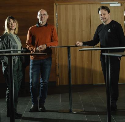 Ulrika Lind, Henrik Bucht och Roger Norén på Piteå Science Park.